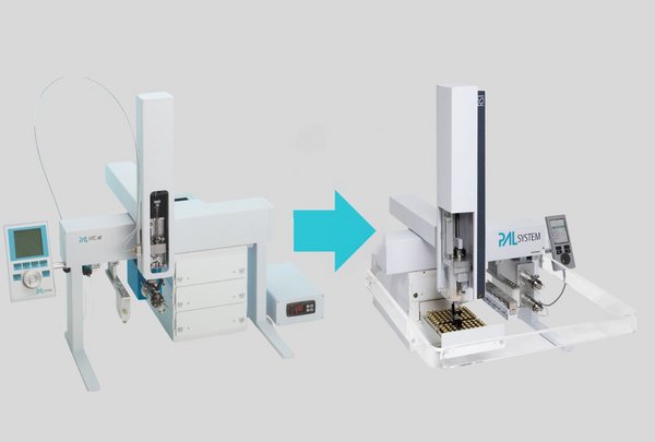 Image showing the transition from a Combi PAL system to a PAL RSI system, highlighted by a large blue arrow